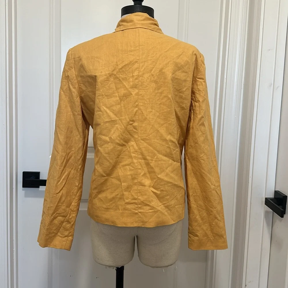 Vintage Bedford fair yellow blazer‎ jacket linen cotton sz 10 preppy bold retro